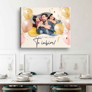 Tablou personalizat canvas pentru zi de naștere – cu poză și mesaj special