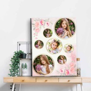 Tablou personalizat canvas cu poze și efecte grafice florale – decor artistic și elegant